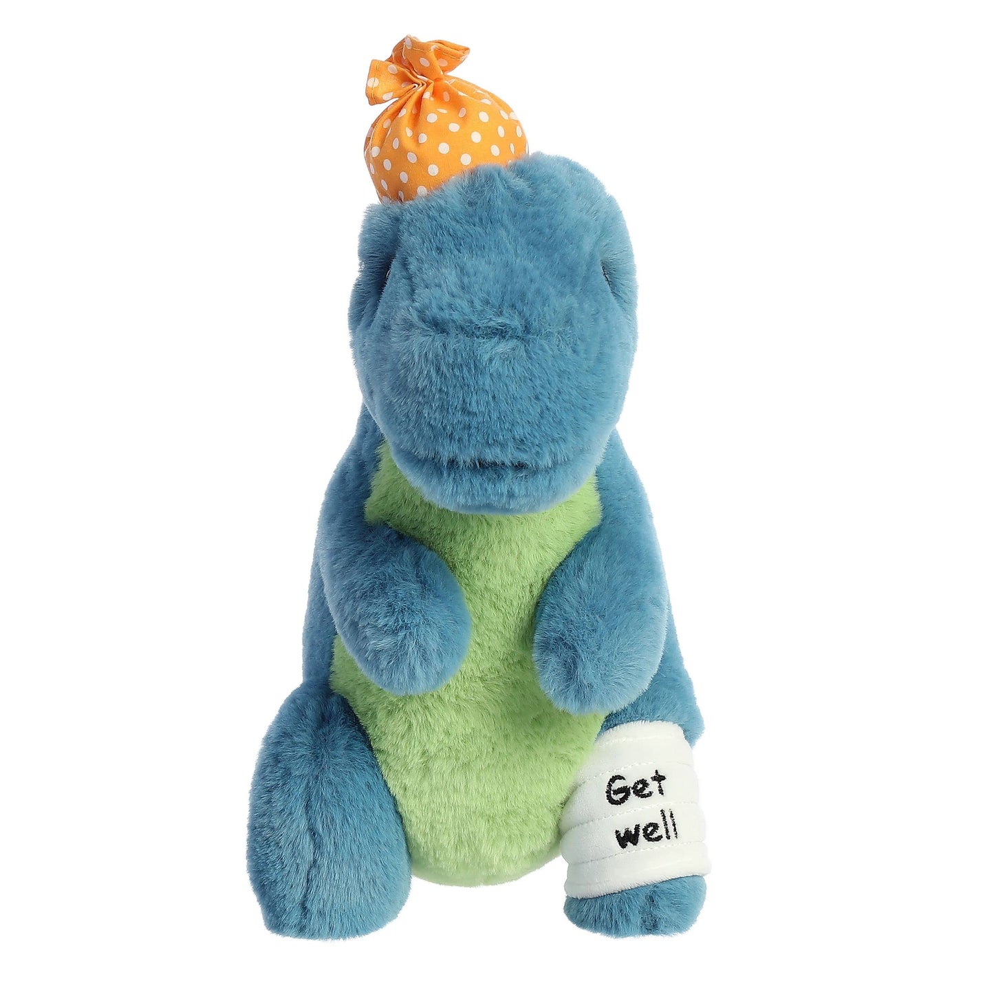 Aurora® Heartwarming Sentiment Get Well Dino Stuffed Animal - Emotional Connection - Personalized Gifting - Blue 11.5 Inches