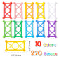 Rainbow Toyfrog Snap-N-Twist Building Blocks - 270 Piece Set Of Flexible Interlocking Math Manipulatives - Open Ended Stem Toys For 5 To 12 Year Old Boys & Girls - Indoor Recess Games For Classroom