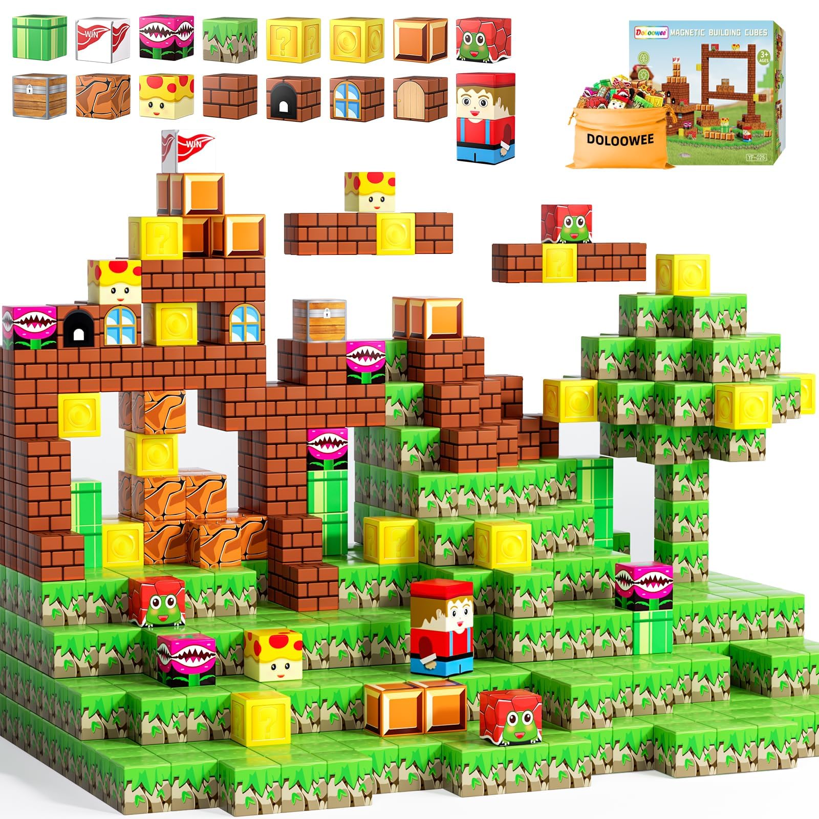 Doloowee Magnetic Building Blocks Sets - Magnetic Cubes For Kids 4-8, Toddler Kids Toys Magnet Blocks Ages 3-5, Mine World Game Themed Gifts Toys For 3 4 5 6 7 8+ Year Old Boys & Girls