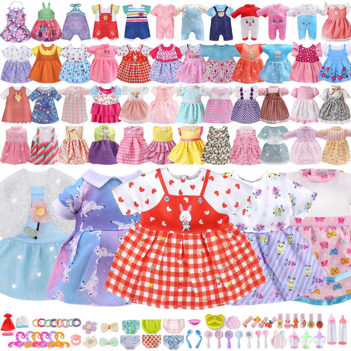 1214 Inch Random Blind Doll Clothes, Surprise Doll Outfits 35Pcs for Girl Alive & Similar Sized Soft Elastic Fabric Doll Outfit