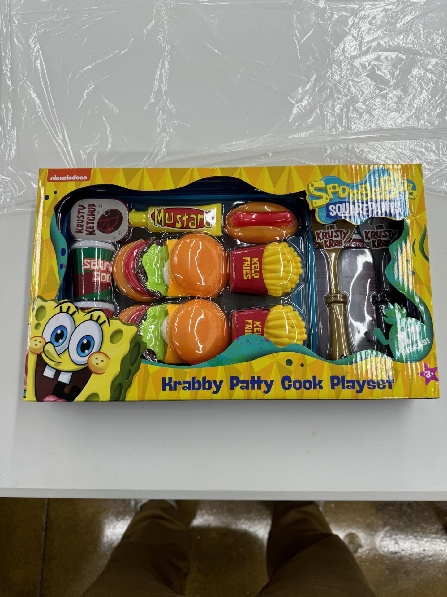 SpongeBob SquarePants Krabby Patty Toy Combo Meal Playset - Child-Size Plastic Fast Food Set with Interactive Burgers and Fries