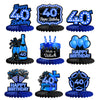 Happy 40th Birthday Honeycomb Centerpieces 9Pcs Stylish Sophisticated Blue Neon Theme Table Decor for Boys Girls Birthday Party 