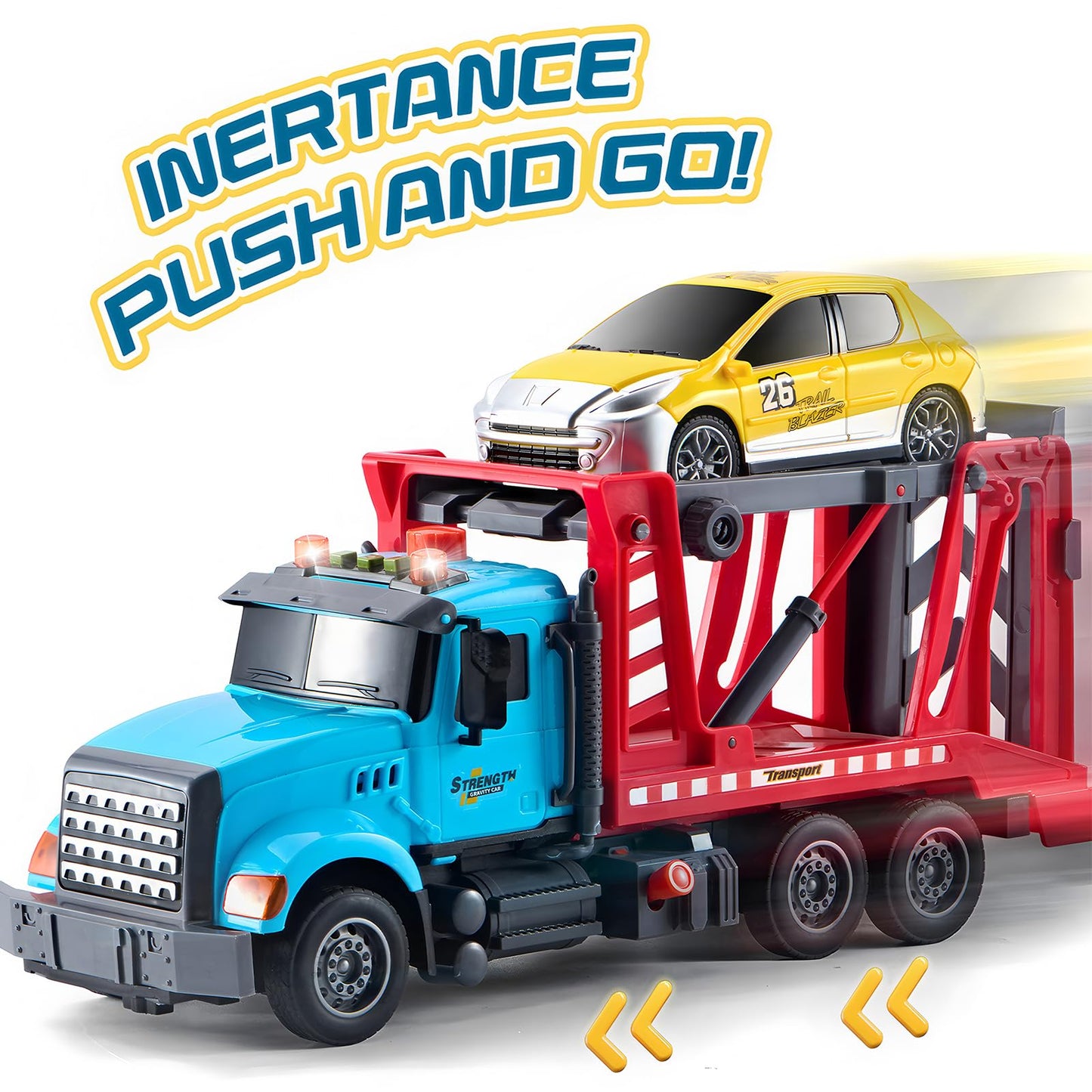 LerBao Large Transport Cars Carrier with Racing Car,Truck Toys for 3 4 5 6 7 8 Year Old Boys,Lights and Sounds Truck Vehicles To