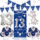 13Th Birthday Decorations For Boys Girls, Navy Blue Silver Happy 13Th Birthday Door Banner Decorations, 32'' Number 13 Foil Ball