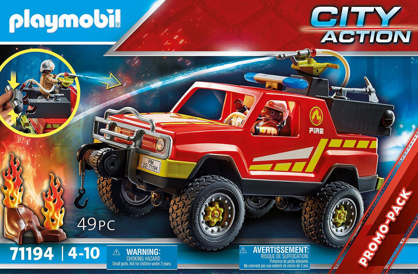 Playmobil Fire Rescue Truck - Multicolor, Plastic, Model 71194, One Size