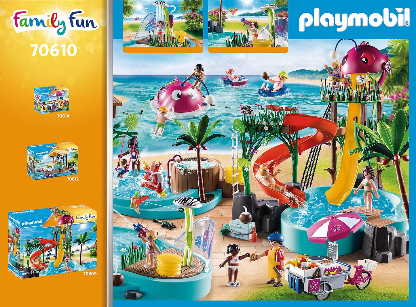 Playmobil Small Pool with Water Sprayer, Multicoloured, Plastic, One Size, Model 70610