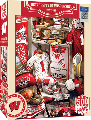 Masterpieces Game Day 500 Piece Jigsaw Puzzle For Adults - Ncaa Wisconsin Badgers Locker Room - 15'X21'