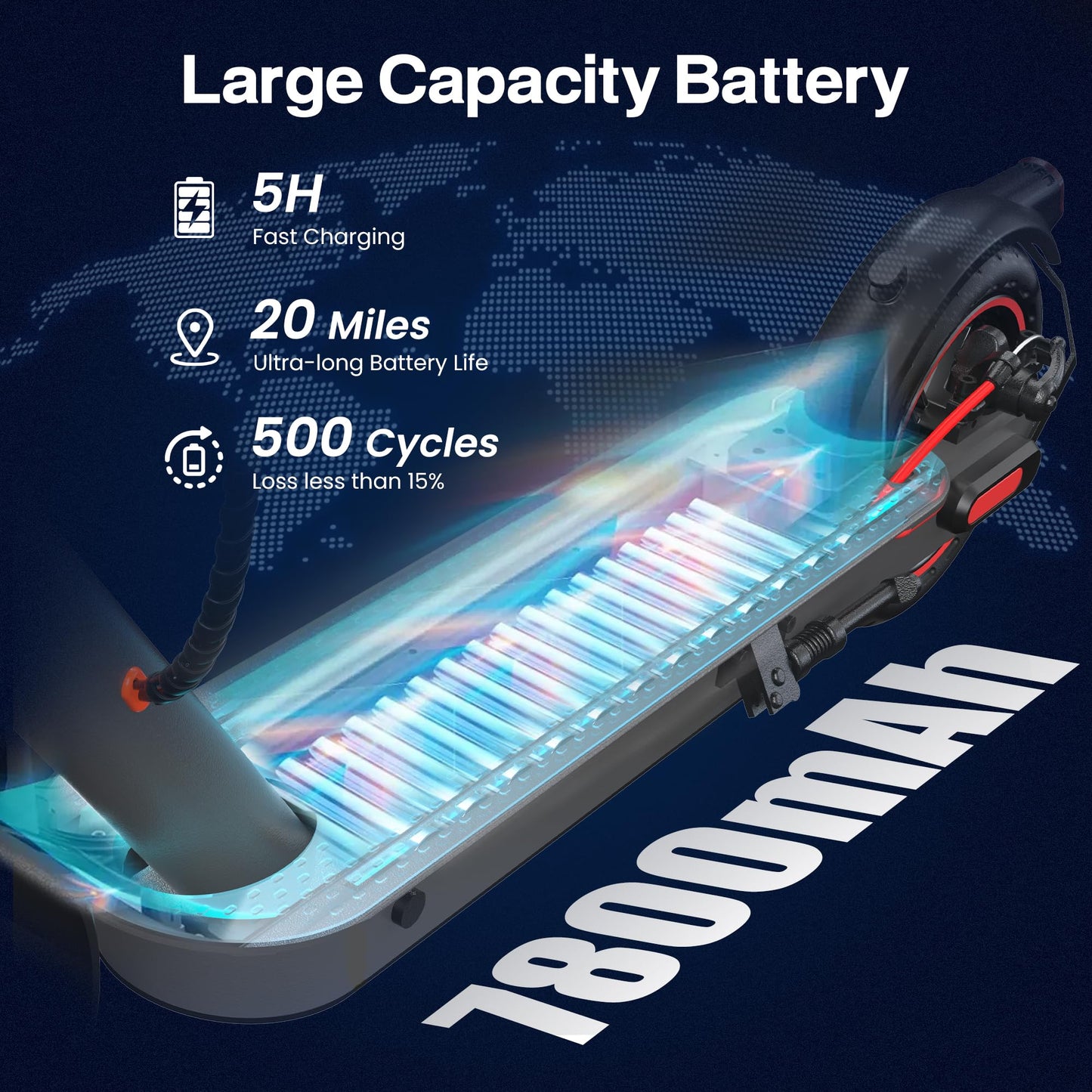 Powet Electric Scooter, 15/20 Miles Long Range, 19 Mph Top Speed, 8.5'' Tires, 350W Motor, E Scooter For Adults And Teens, Smart