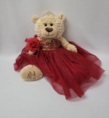KINNEX COLLECTIONS SINCE 1997 20'' Quince Anos Quinceanera Last Doll Teddy Bear with Dress (Centerpiece) ~ ARC16832-7 (Burgundy)