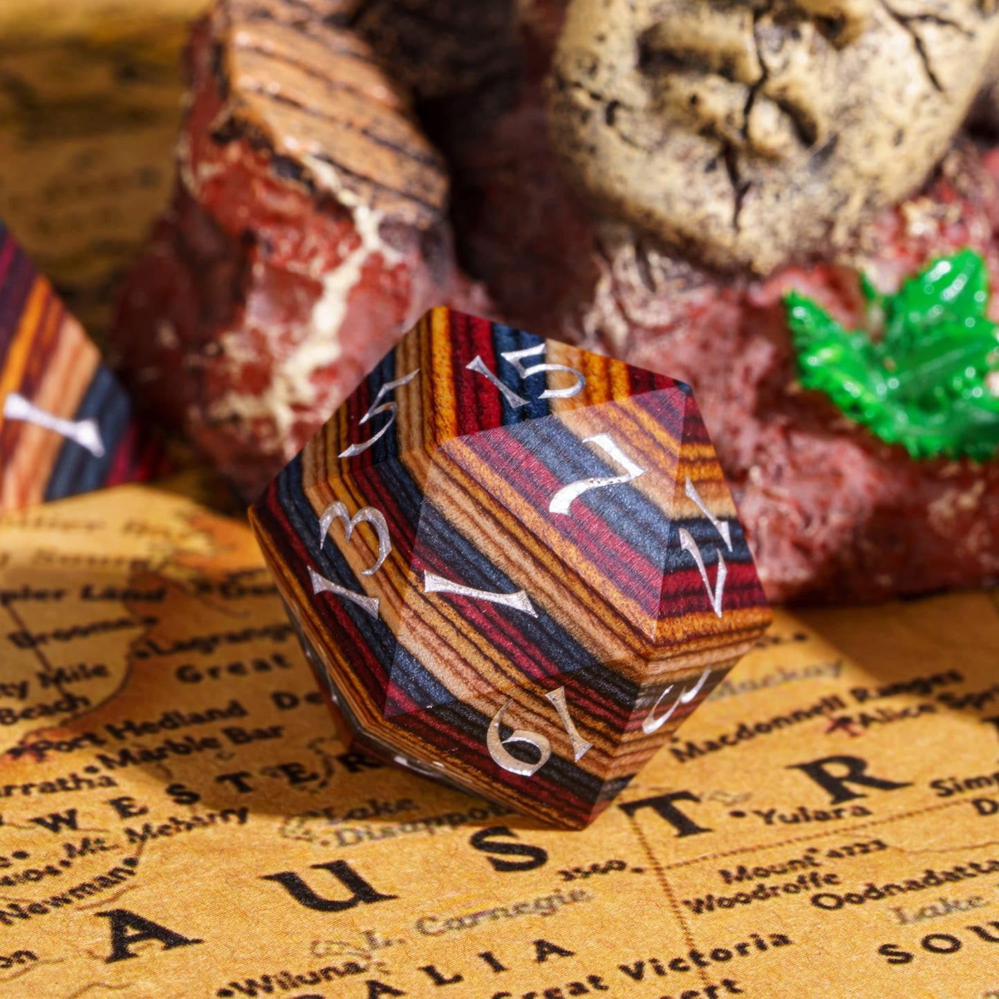 Hddais Wood Dice Set Yellow Striped Dnd Dice Natural Wood Handmade Dice For Dungeons And Dragons Role Playing Games