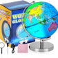 Poocci 6 In1 Illuminated World Globe For Kids & Adults All Ages High Clear Map, Illuminates Educational Interactive Globe Stem Toy, Light Up Kids Globe Lamp,Earth Globe Gifts For Boys And Girls