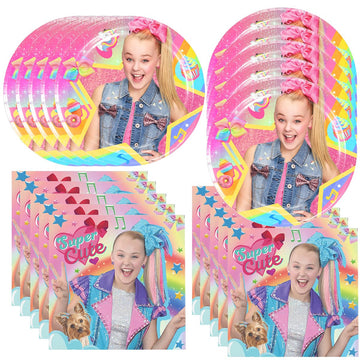 GYSIXGAOSU 40Pack Jojo Siwas birthday Party Supplies include 20 plates, 20 napkins for the Jojo party decoration