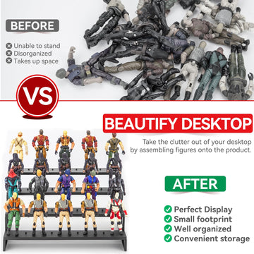 Sixpoints 3.75 Inch Action Figure Display Shelf With Peg,4 Tier Toy Collectibles Organizer, Compatible With 1/18 Scale Vintage S