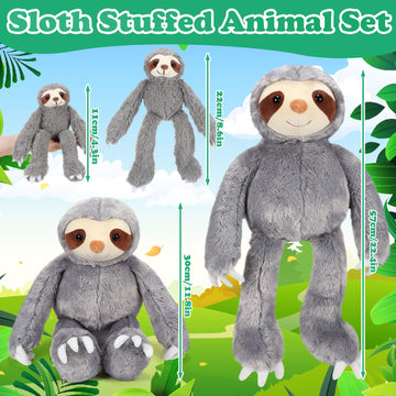Libima 5 Pcs Valentine'S Day Gift Plush Sloth Animals 22.4 Inch Giant Stuffed Mommy Sloth Plush Toy With 4 Babies In Her Belly C