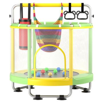 Zcmhaxj Trampoline For Kids, 55'' Toddler Trampoline Indoor & Outdoor, 440Lbs Capacity Baby Trampoline With Enclosure, Mini Tram