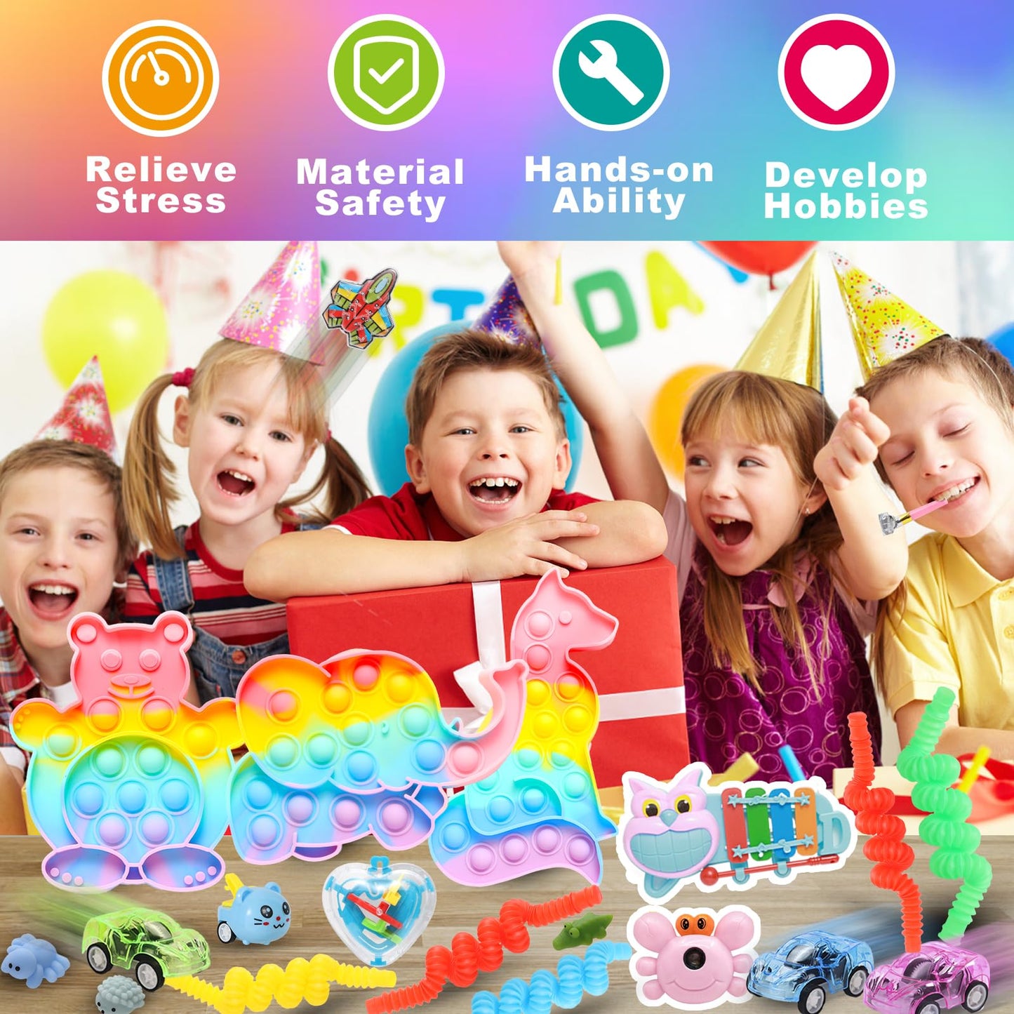 120 Pcs Kids Party Favors Stocking Stuffers Gifts,Fidgets Toys Pack,Bulk Toys For Carnival Treasure Classroom Prizes Box,Adults