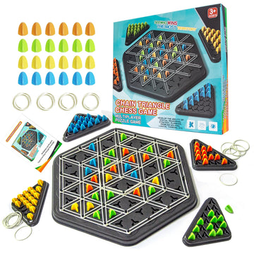 COHHFWPD Chain Triangle Chess Game, Rubber Band Geoboard Chess Game, Strategy Board Games for Family Night Game, Family Games fo