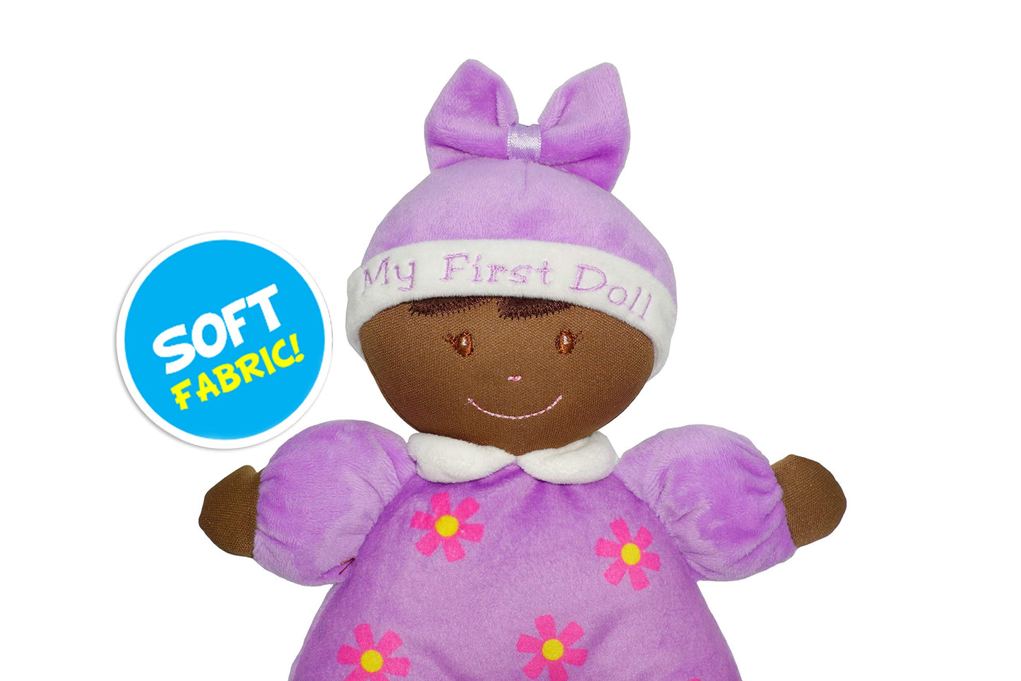 June Garden 9' My First Doll Hazel - Soft Plush Baby Doll With Rattle - Purple Outfit