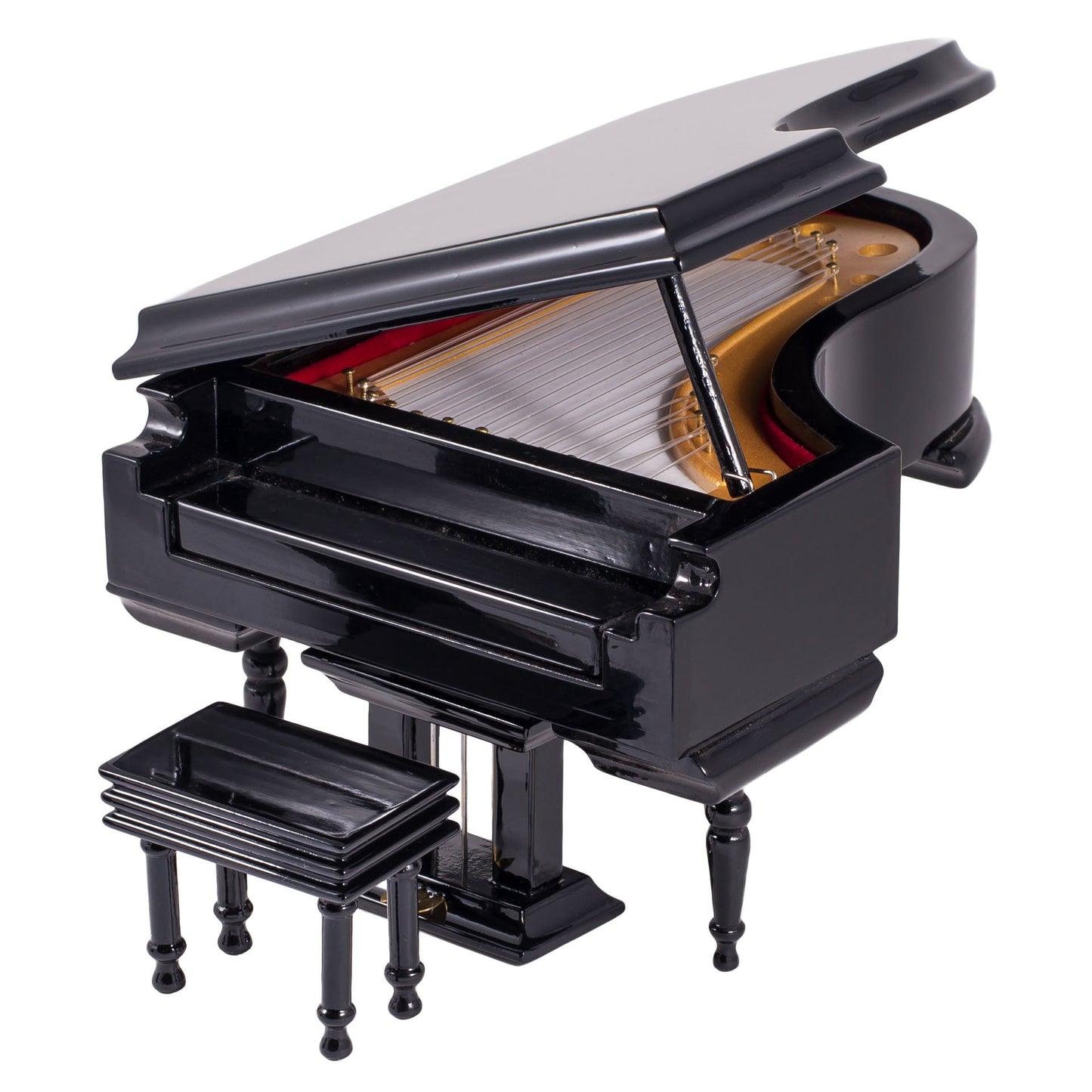 Broadway Gifts Black Baby Grand Piano Music Box With Bench And Black Case