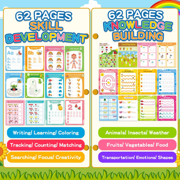 Preschool Learning Activities, 62 Pages Educational Workbook For Kids, Handwriting Practice, Montessori Toys, Autism Materials, Alphabet Learning, Kindergarten Game With Toys For Toddlers Kids 3-8