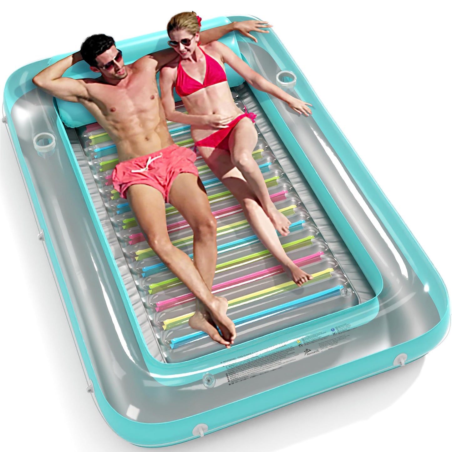Inflatable Tanning Pool Lounger Float - Jasonwell 4 in 1 Sun Tan Tub Sunbathing Pool Lounge Raft Floatie Toys Water Filled Tanning Bed Mat Pad for mature-themed Blow Up Kiddie Pool Kids Ball Pit Pool TM
