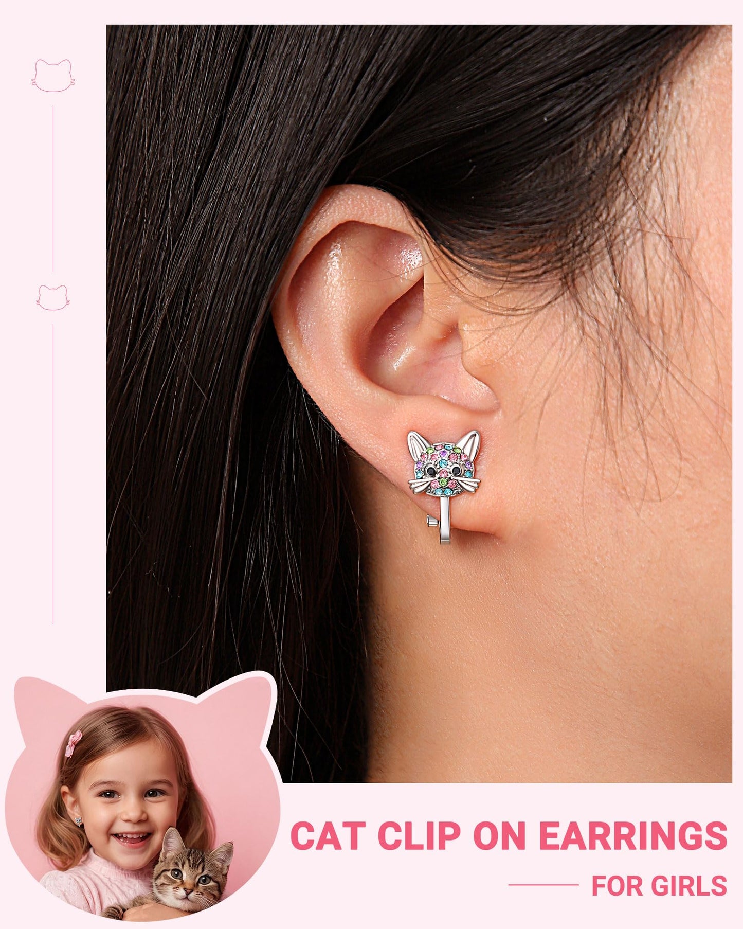 Orispre Cat Clip On Earrings For Girls Kids Daughter Gifts From Mom Birthday Valentines