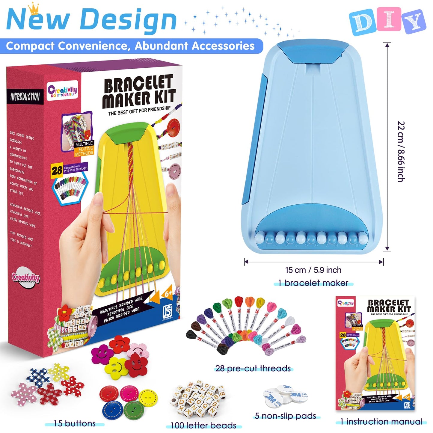 Arts And Crafts For Kids Ages 8-12,Friendship Bracelet Making Kit For Girl,Kids Jewelry Making Kit With 28 Pre-Cut Threads,Chris
