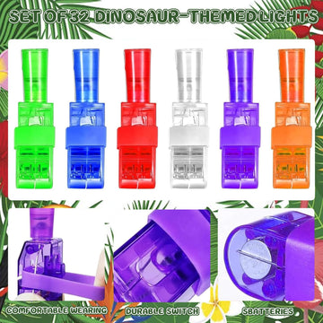 32Pcs Finger Lights Tropical Luau Party Favors Decorations, Hawaiian Goodie Bags Stuffers Summer Beach Party Favors for Kids Sum