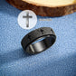 Anxiety Spinner Ring For Men - Stainless Steel Fidget Spinner Ring, Band Cross Thumb Roating Rings For Stress Relief 8Mm Anxiety