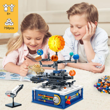 Sitodier Rotatable Solar System Building Toy, 758Pcs Space Exploration Building Blocks Set For Kids 6+ Years Old, Educational Toy Gifts For Boys Girls Ages 8 9 10 11 12 13