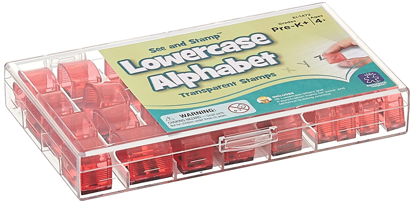 Educational Insights See and Stamp Alphabet Transparent Stamps - Lowercase 5/8, Set of 26 Letters and 4 Punctuation Marks: Perfe