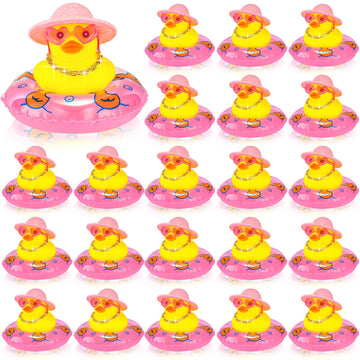 Sotiff Mini Rubber Ducks Bulk For Kids Children Cute Yellow Duck Toy For Dashboard Of Car Bathtub Ornaments With Sunglasses Swim Ring Mini Hat Necklace And For Baby Shower(12 Sets,Sweet)