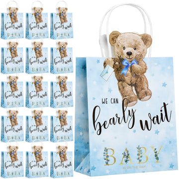Tinlade 48 Pcs Bear Baby Shower Bags Bear Paper Gift Bags With Handles We Can Bearly Wait Baby Shower Party Favors Decorations For Birthday Party Wedding Games Prizes