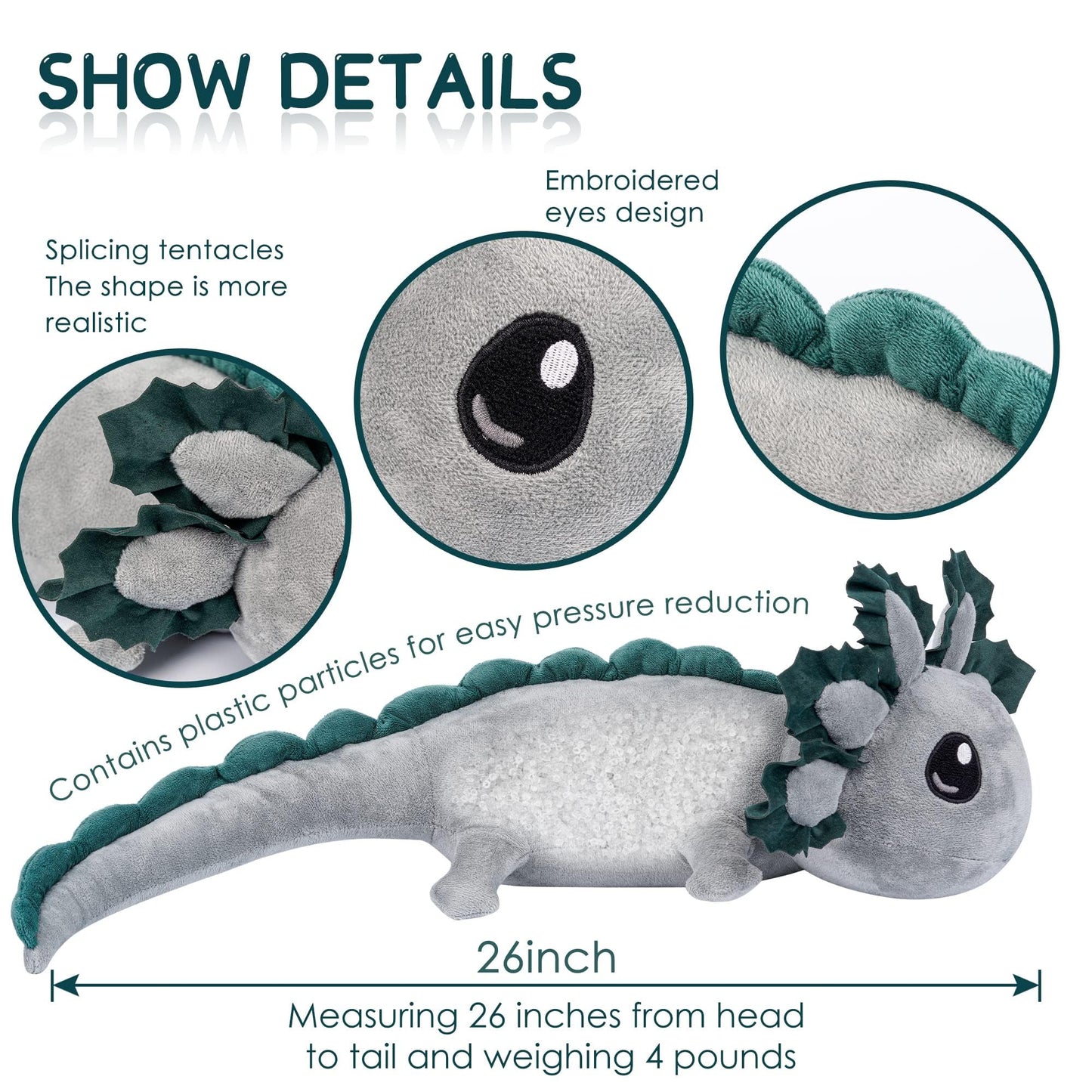 Lkmyhy 30    Weighted Axolotl Stuffed Animals For Adults & Kids, 5Lbs Large Weighted Axolotl Lap Animals Plush Gift For Valentin
