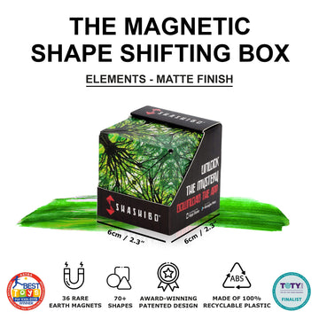 Shashibo Shape Shifting Box - Award-Winning, Patented Fidget Cube W/ 36 Rare Earth Magnets - Transforms Into Over 70 Shapes, Download Fun In Motion Toys Mobile App (Original Series - Elements)