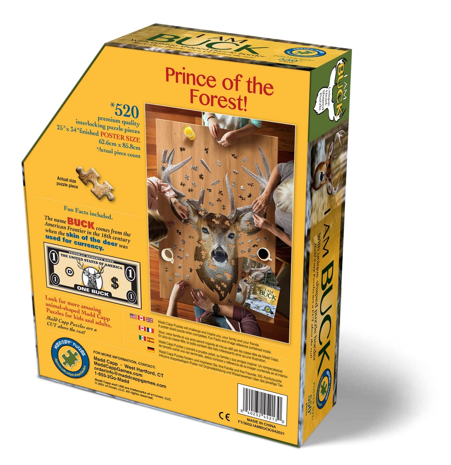 Madd Capp Puzzles - I Am Buck - 550 Pieces - Animal Shaped Jigsaw Puzzle