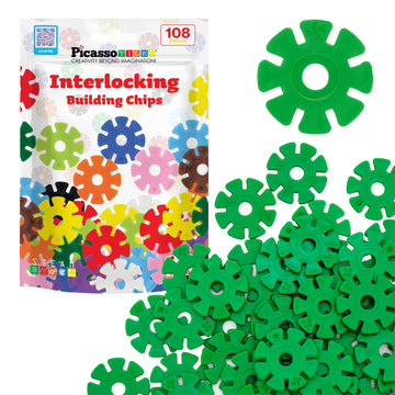 Picassotiles Building Chip Interlocking Disc Construction Blocks In Green Color Stem Learning Early Education Toy Engineering Pl