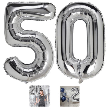 50 Number Balloon Silver 40 Inch Big Foil Mylar 50Th Balloons For 50 Year Old Men Women Birthday Party Decorations Wedding Anniv