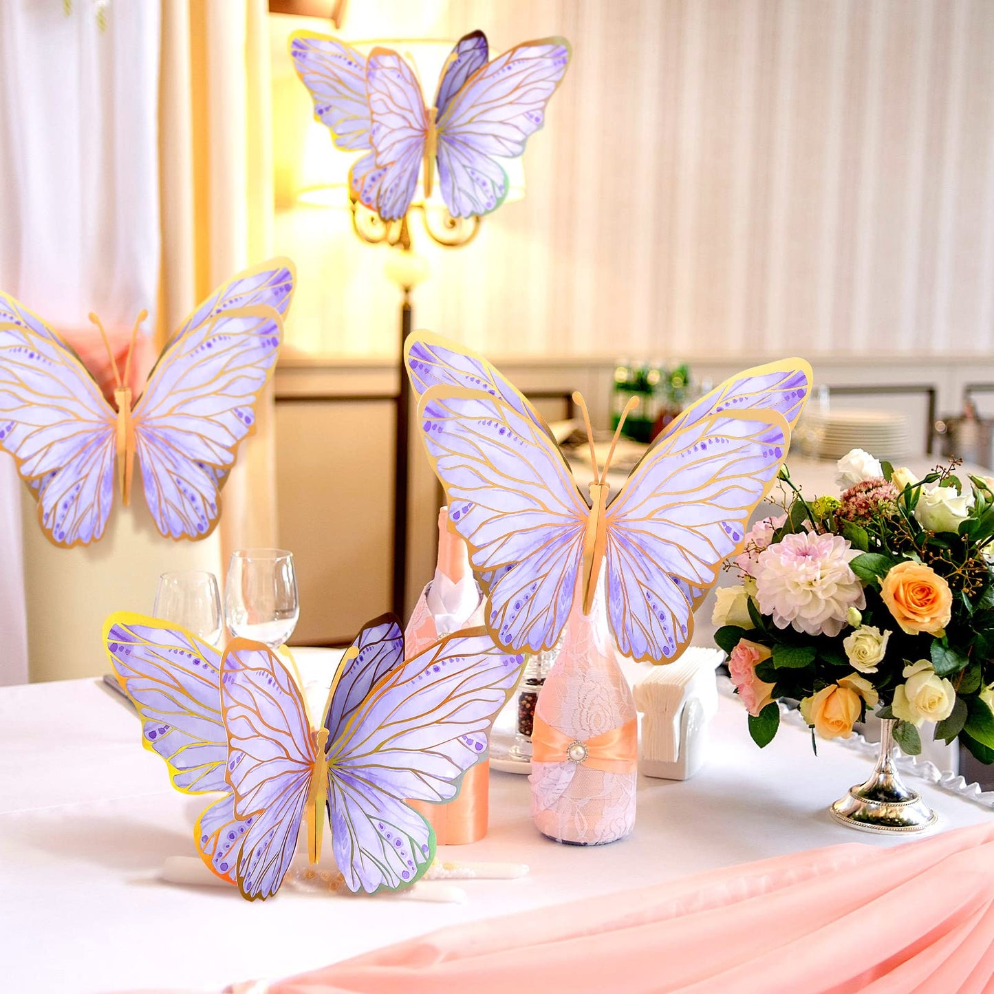 Geyee 10 Pcs Large Butterfly Centerpieces For Tables Butterfly Party Decorations 3D Paper Butterfly Table Toppers Centerpieces W