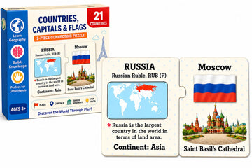 EL FIGO Card Puzzle for Kids | 21 Countries with Flags, Capitals, Currency, Fun Fact & Famous Monuments | Educational Toy Puzzle