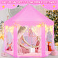 Kixinwa Pink Princess Tent For Girls, Kids Play Tent With Led Small Star Lights, Castle Playhouse Tent For Children Toddlers Ind