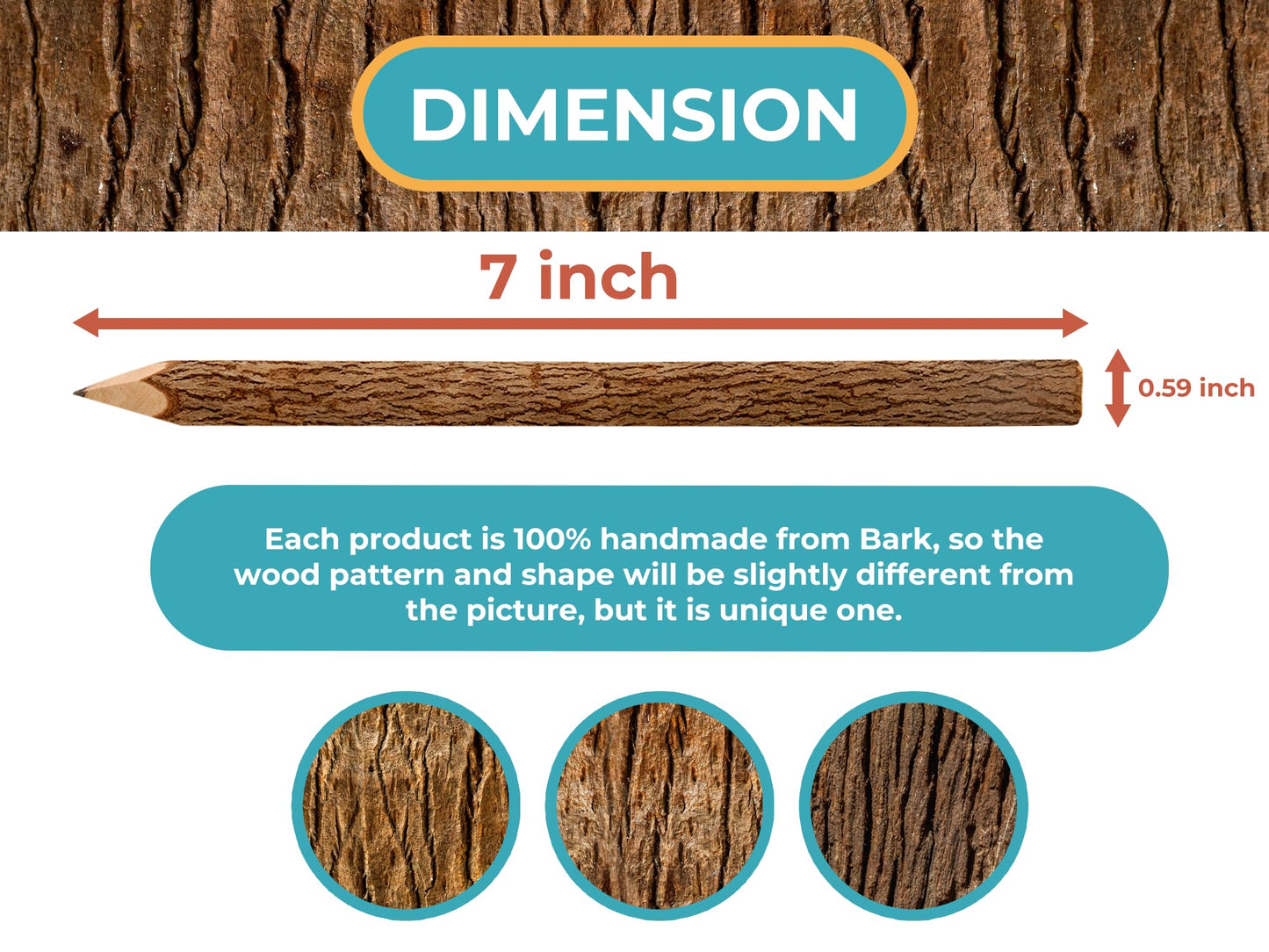 BSIRI Black Pencils Wood Pack of 12 in 7 Inch Tree Bark Wooden Favors in Rustic Twig Pencils Unique Gifts Camping Lumberjack Dec