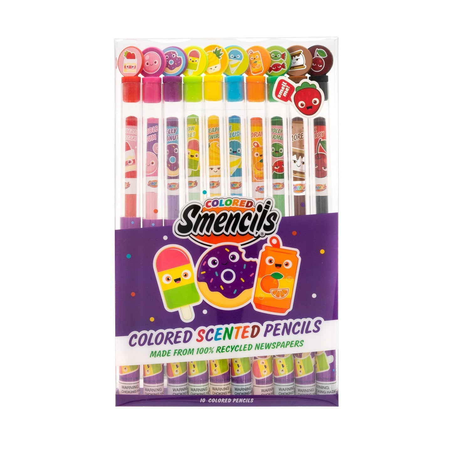 Colored Smencils - Patented Gourmet Scented Colored Pencils made from Recycled Newspapers, 10 Count, Gifts for Kids, School Supp