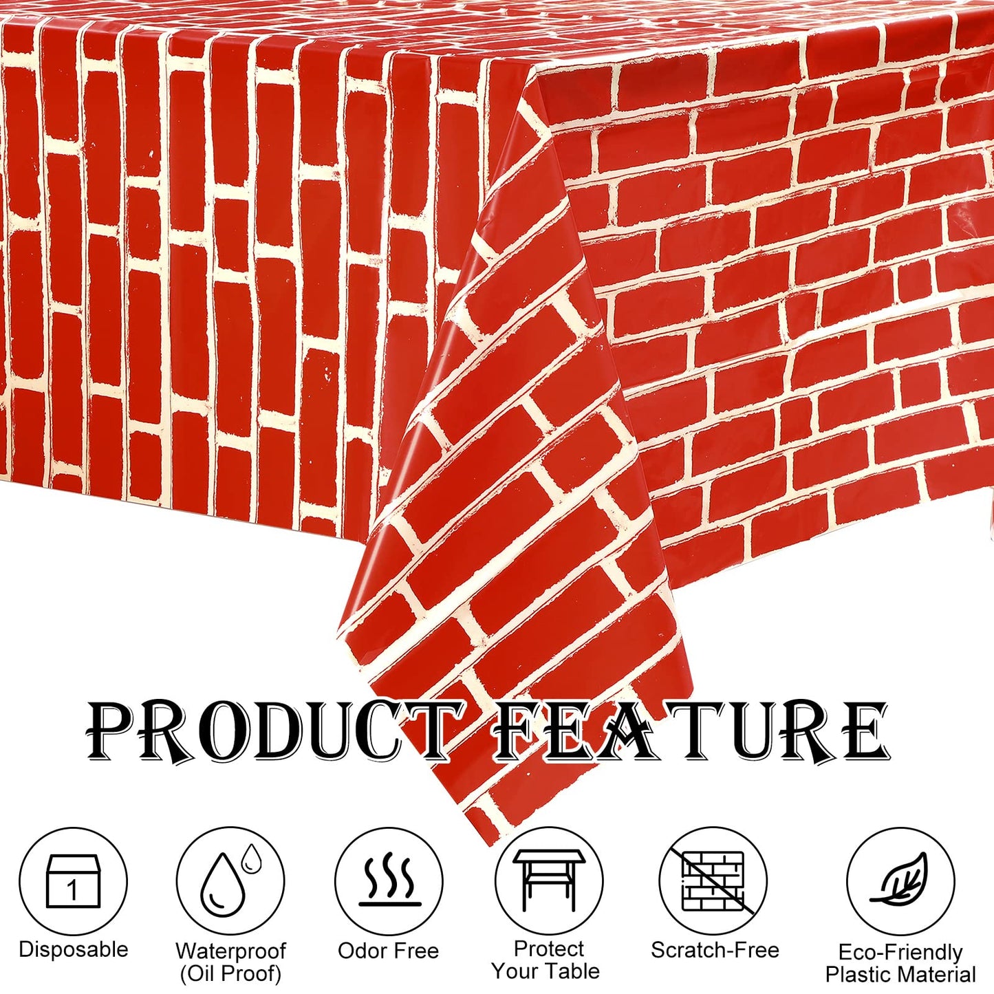 Chumia 6 Pcs Brick Tablecloth Brick Wrapping Paper Wall Backdrop Wallpaper Decoration for Halloween Christmas Party Supplies 54