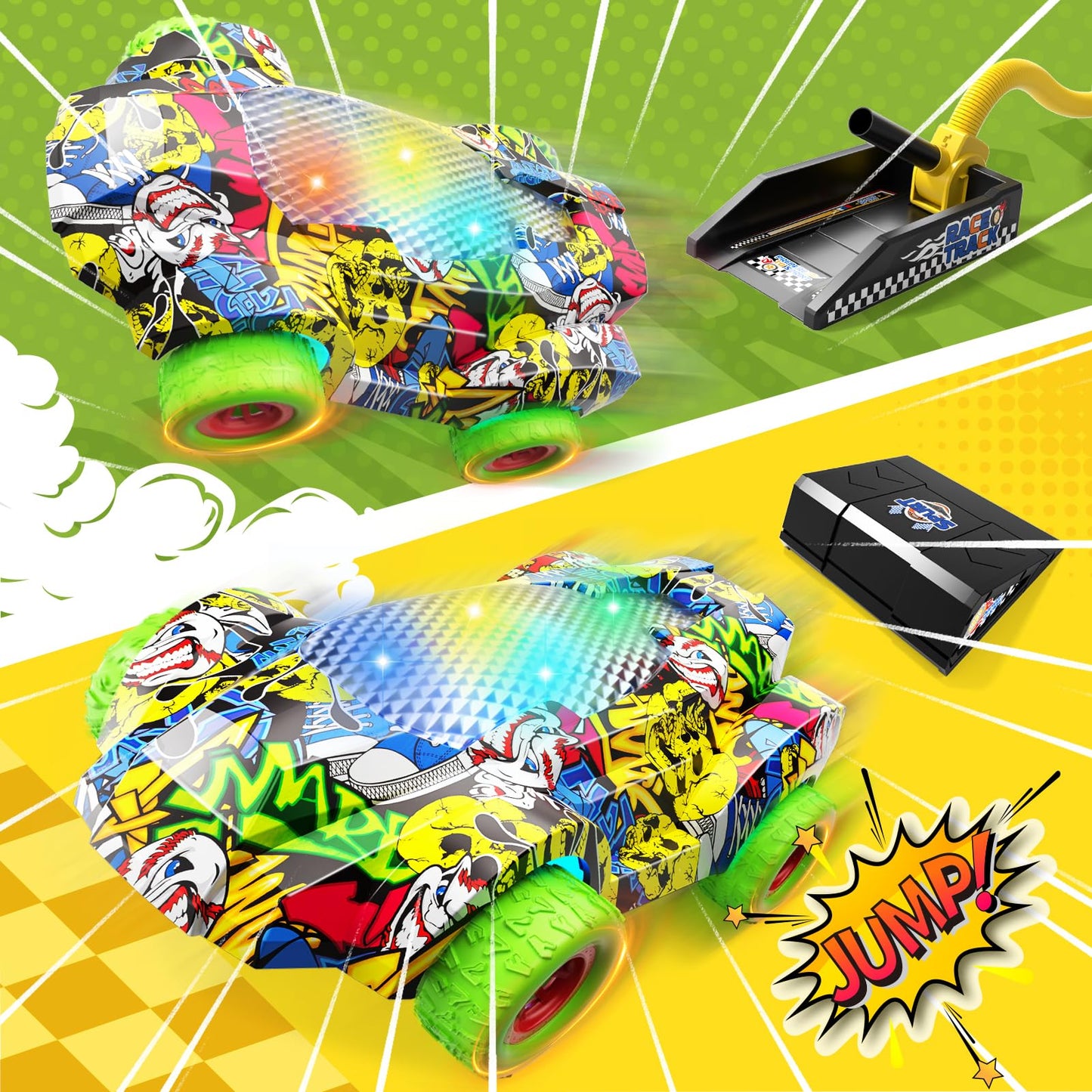 Bennol Toddler Toys Gifts for 3 4 5 6 Year Old Boys, Indoor Outdoor Car Launcher Sets for Kids with 2 Cars, Ideas 3 4 5 6 Year O
