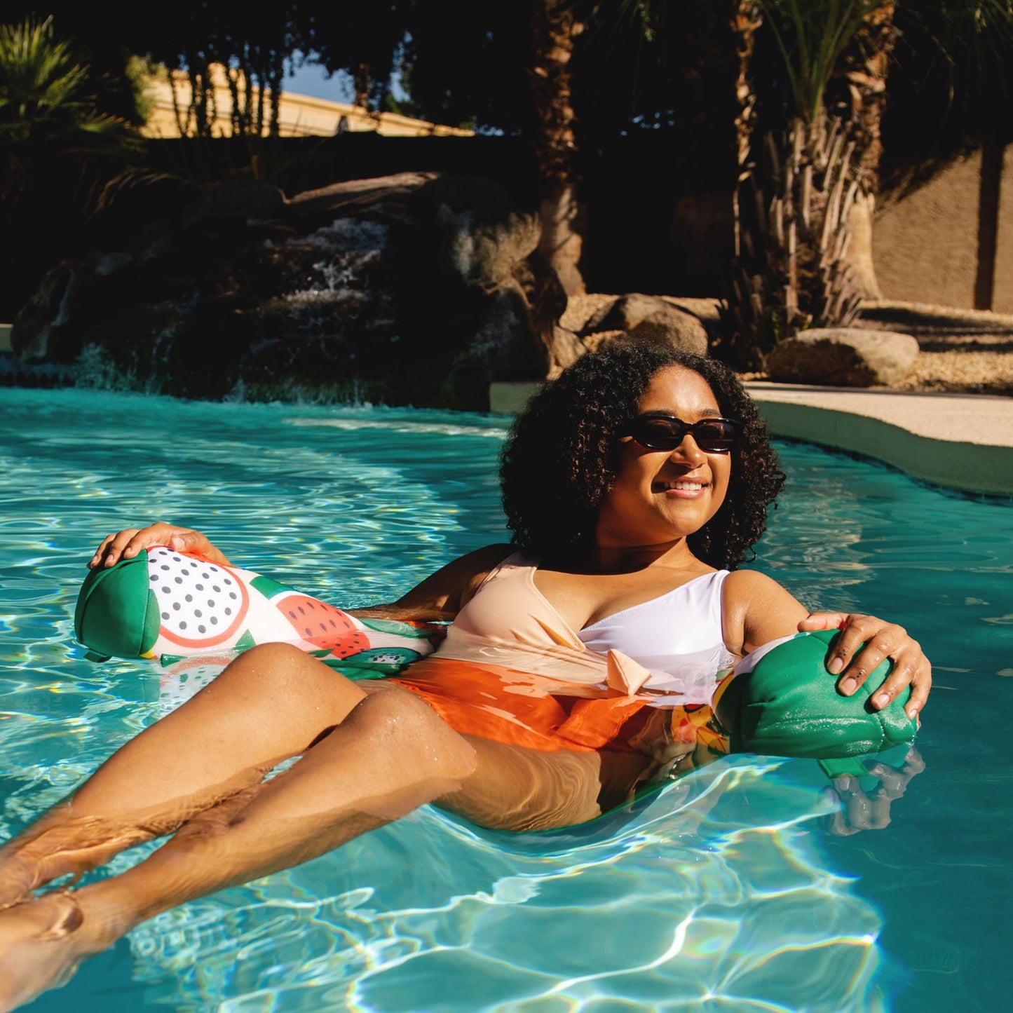 Big Joe Noodle Sling 2 Pack No Inflation Needed Pool Seat With Armrests, Fruit Salad Double Sided Mesh, 3 Feet