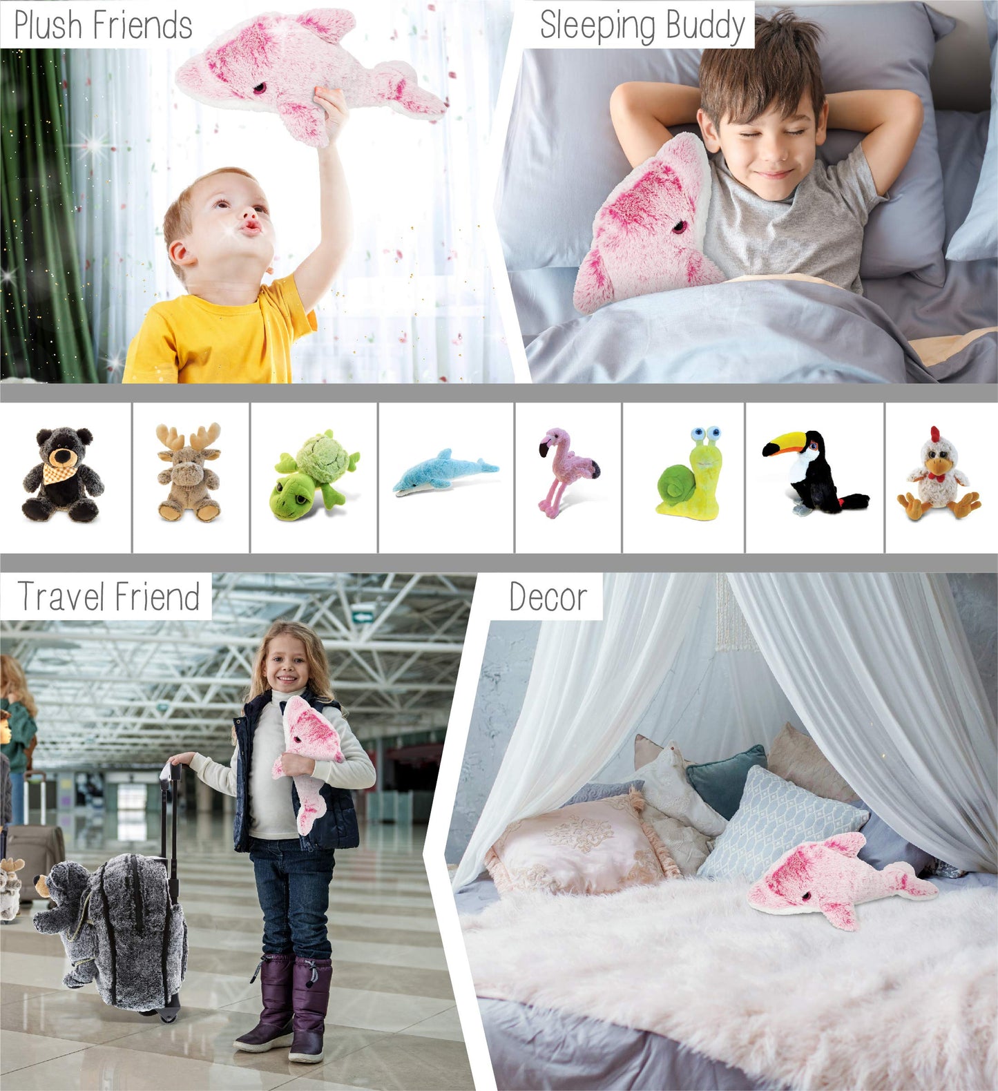 Puzzled DolliBu Pink Dolphin Super Soft Stuffed Animal  Cute Realistic Stuffed Animals for Girls. Boys and mature-themeds Animal Gifts  Kids Ocean Life Nursery D?cor for Newborn - 14 inch