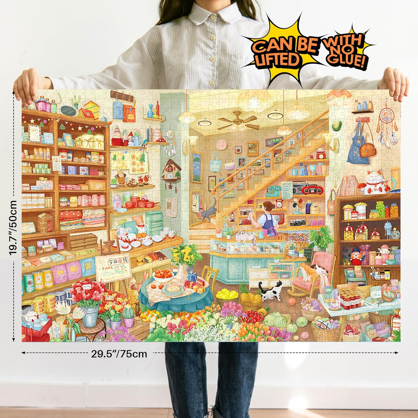 Puzzles For Adults 1000 Pieces, Momibook Jigsaw Puzzles Of Carefree Store, Painting Image 75X50Cm(29.5''X19.7'') Toys & Game Puz