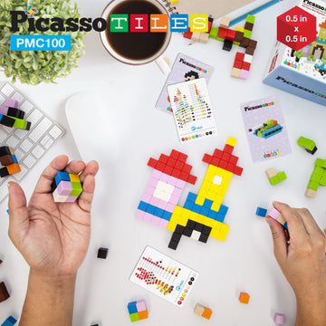 Picassotiles 0.5    Pixel Magnetic Puzzle Cube 100 Piece Mix & Match Cubes Sensory Toys Steam Education Learning Building Block