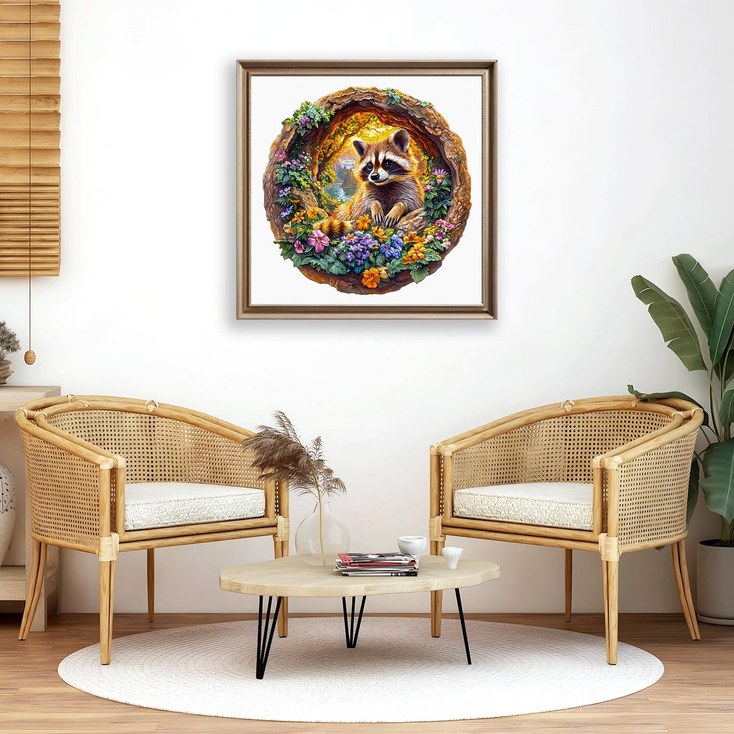 Wooden Puzzles for mature-themeds - Raccoon on Vacation Wooden Jigsaw Puzzle - Unique Animal Shaped Wood Puzzles mature-themed - Creative Birthday Gift Family Game 295pcs